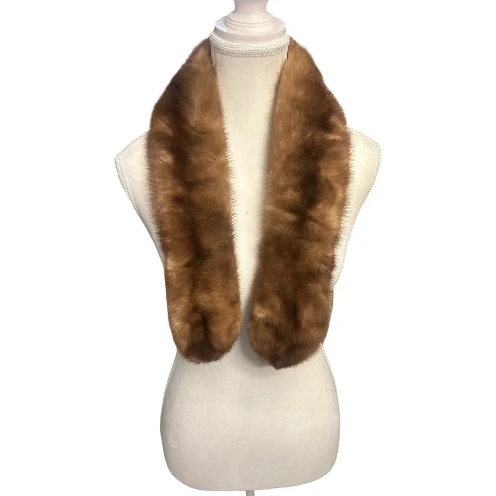 Vintage Real Brown Mink Fur Stole — Plush, Classic Mid‑Century Luxury